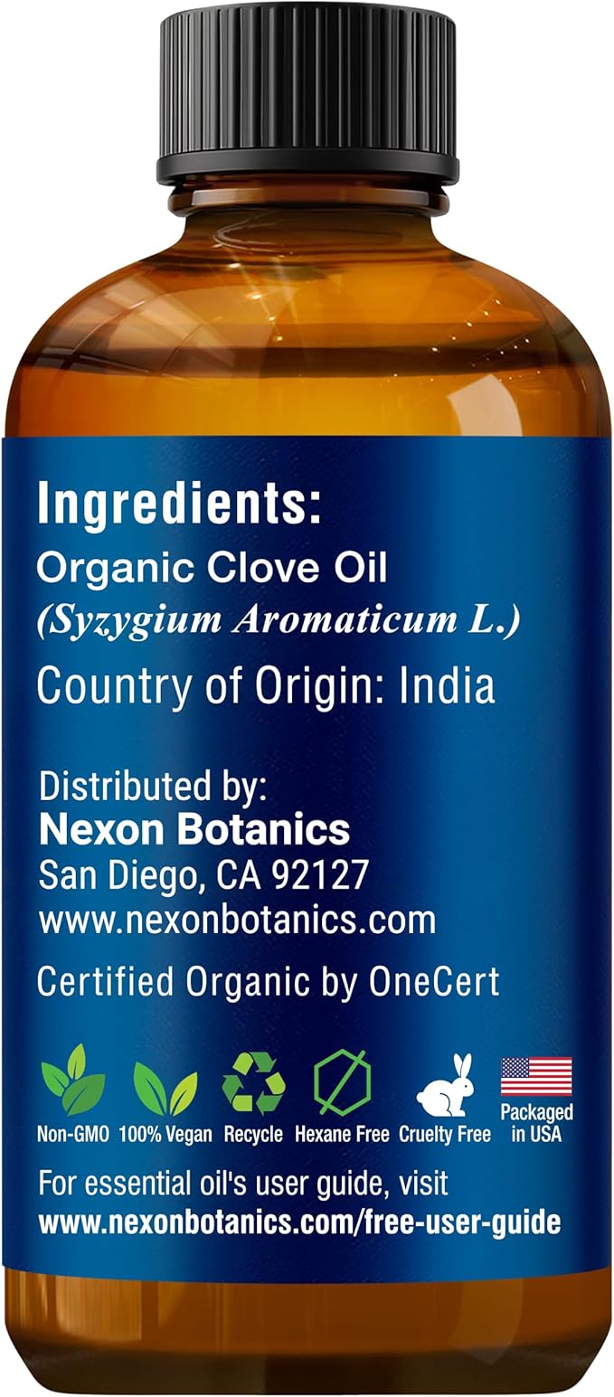 Organic Clove Essential Oil 30 ml - Pure, Natural, Undiluted for Toothache