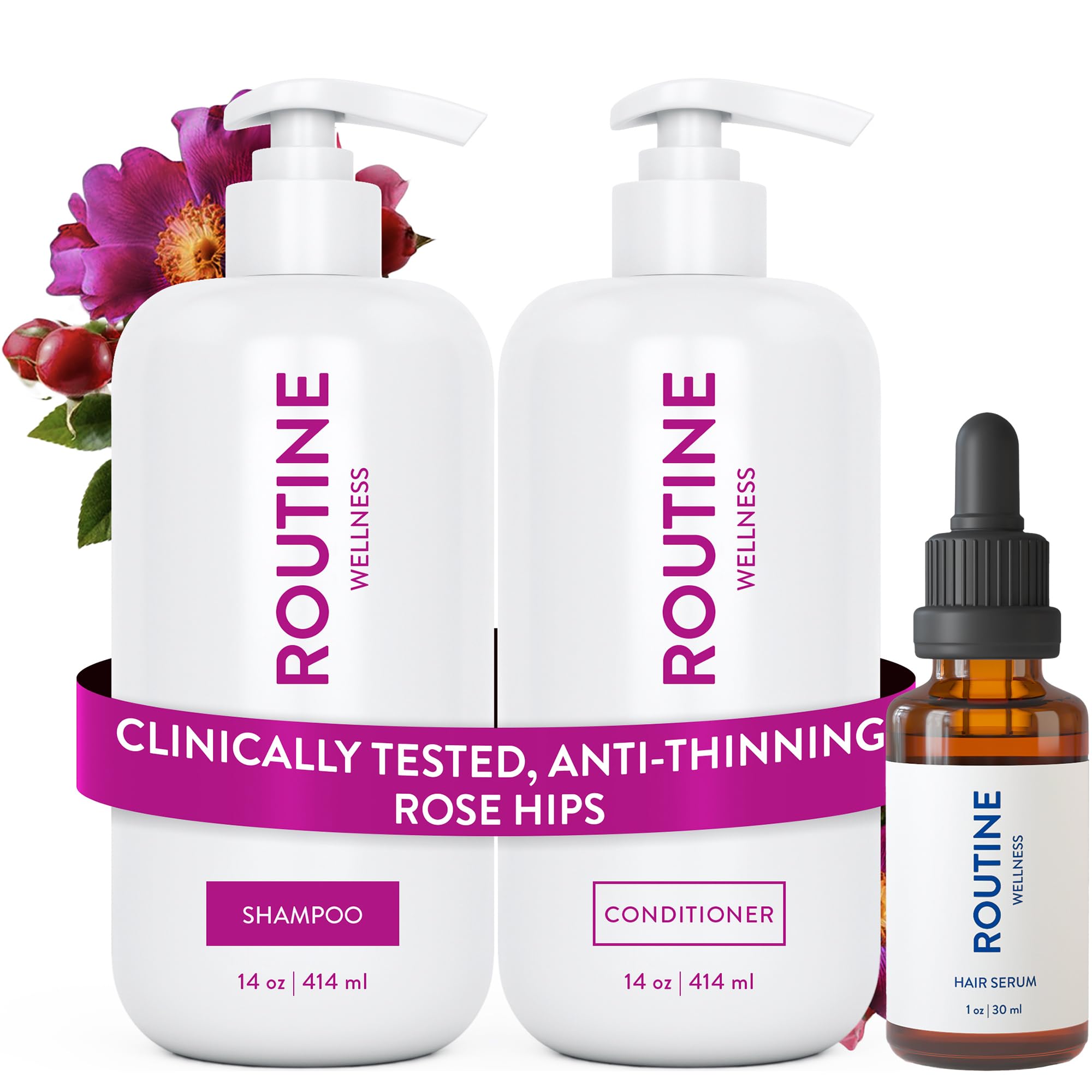 Routine Wellness Shampoo & Conditioner Rose Hips Set + Hair Serum