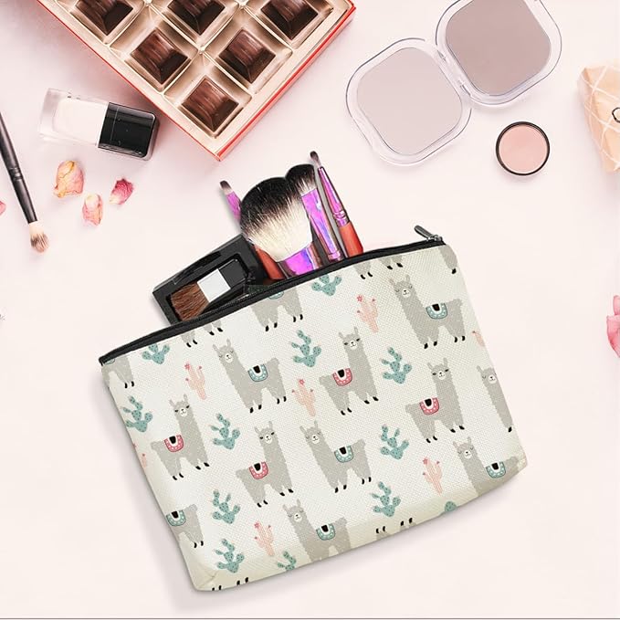 Cute Llamas Makeup Bag Alpaca Llama Gifts Funny Llama Stuff Decor for Llamas Lover Christmas Birthday Gifts for Women Animal Lovers Girl Daughter Best Friend BFF Niece Sister Toiletry Bag
