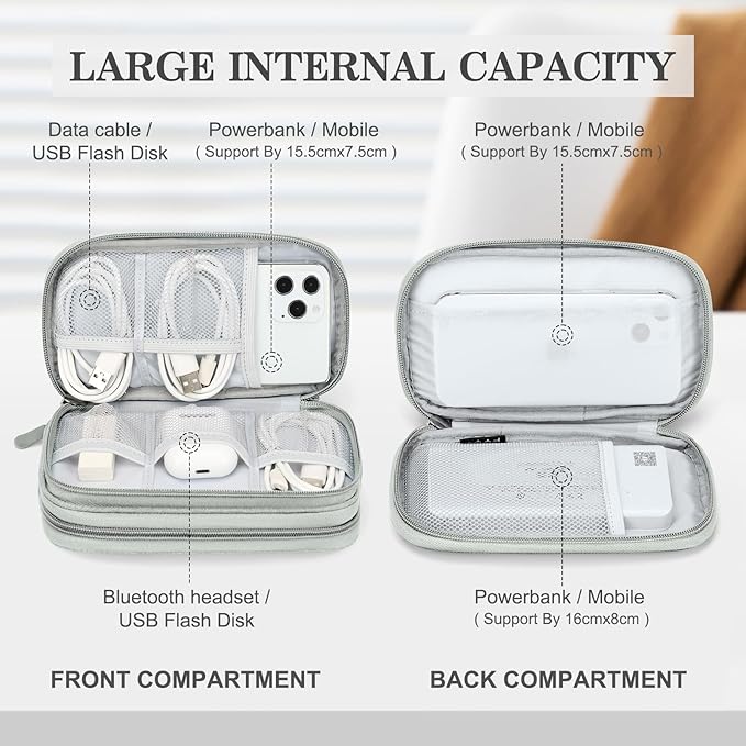 FYY Electronic Organizer, Travel Tech Pouch Bag, Cable Organizer Grey