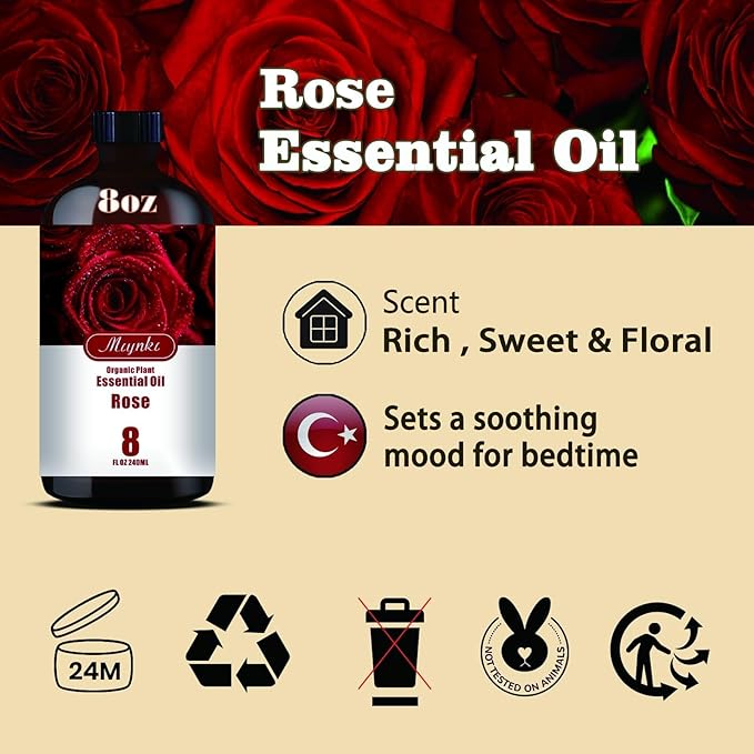 MLYNKL Rose Essential Oil,Rose Oil for Home Diffuser,8 fl oz
