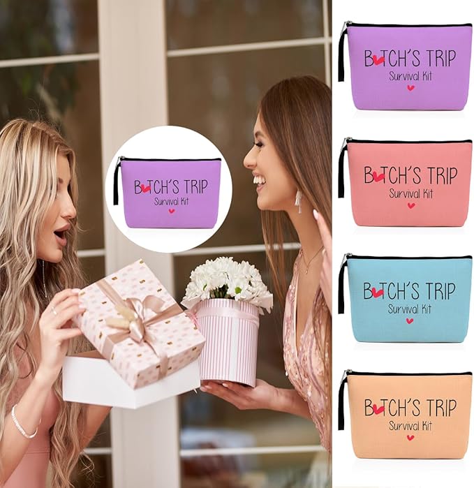 4Pcs Girls Trip Gifts Favors Weekend Bag Funny Makeup Bag Girl Weekend Gift