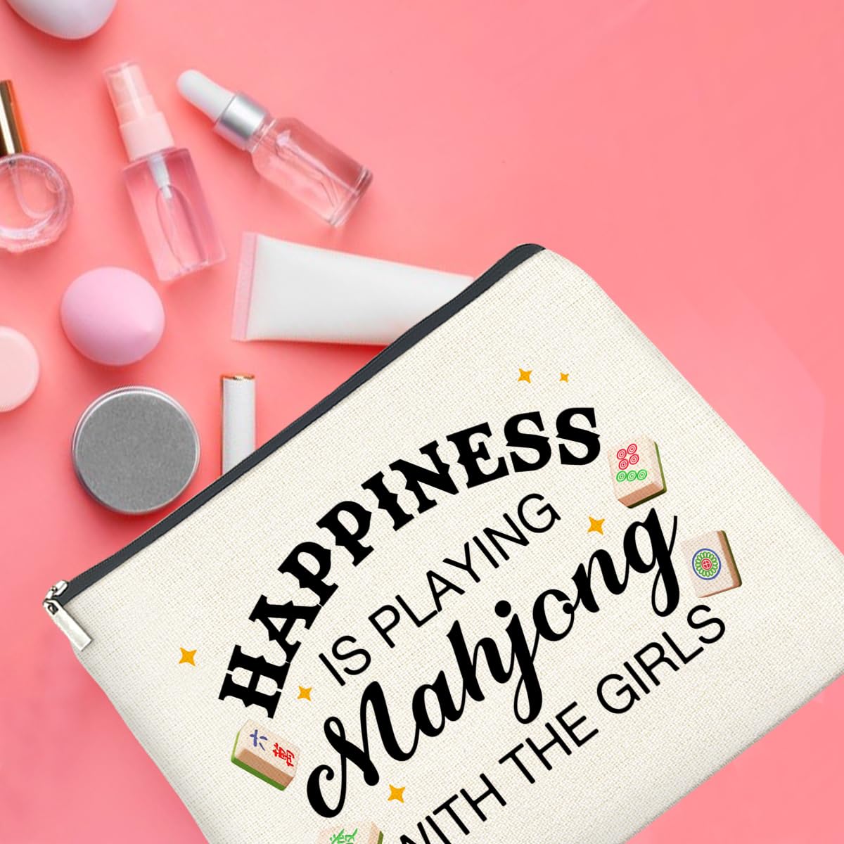 UPNEGE Mahjong Gifts Makeup Bag Accessories for Women Lovers Players