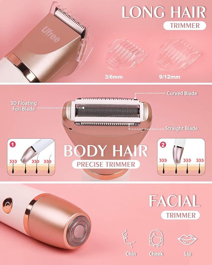 Ufree 3-in-1 Bikini Trimmer Electric Razors for Women, Body Hair Trimmer