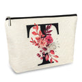 Initial A-Z Personalized Floral Makeup Bag, Monogrammed Birthday Gifts for Women Mom, Mothers Day Christmas Gift Ideas for Best Friend, Bride Bridesmaid, Her, Grandma, Small Travel Cosmetic Bag (T)