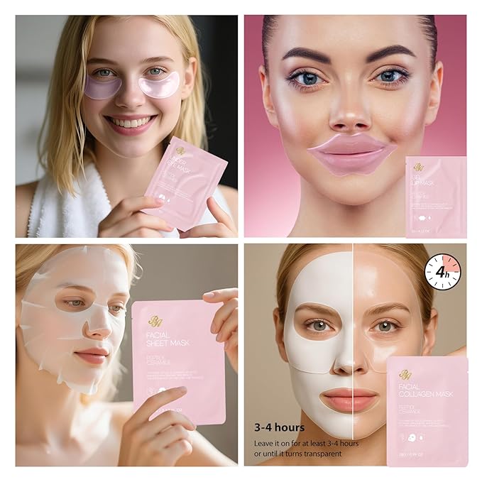 55 Pcs Mothers Day Gift, Rose Essential Oil Home Spa Gift Basket Set for Women, Face Sheet Mask Gift Basket, Skin Care Set, Gel Lip Mask, Christmas, Birthday, Baby Shower, Anniversary, Wife