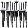 Bueart Design 19Pcs Ultra Soft Black Labeled Dense Hair Makeup Brushes Set