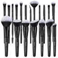 Bueart Design 19Pcs Ultra Soft Black Labeled Dense Hair Makeup Brushes Set