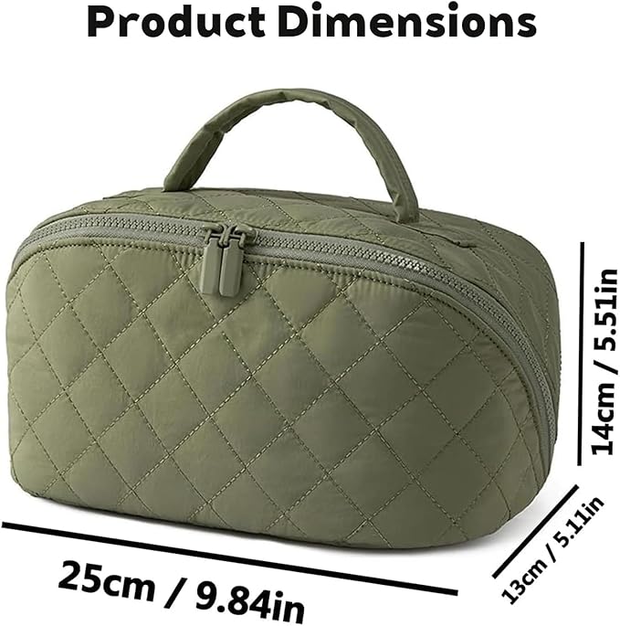Petition Makeup Bag, 180° Open Lay-Flat Cosmetic Case, Large Capacity Compartment Makeup Bag, Lightweight, Soft and Fashion for Bottles & Brushes (Black)