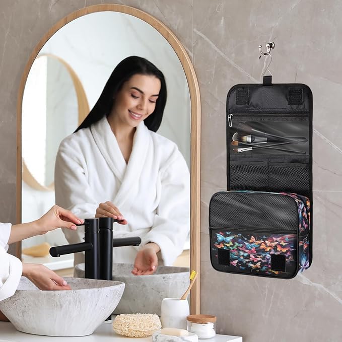 Butterfly Travel Toiletry Bag Women Men Hanging Cosmetic Organizer Portable