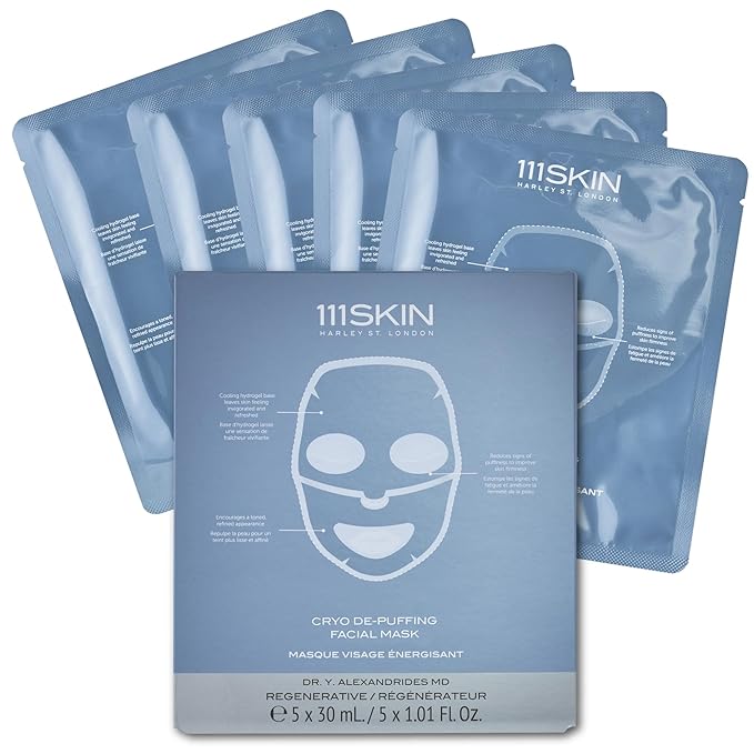 111SKIN Cryo De-Puffing Energy Facial Mask, Fragrance Free, Set of 5