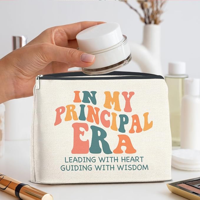 UPNEGE Principal Gifts Makeup Bag Principal Thank You Gifts in My Principal Era Cosmetic Bag Zipper Makeup Pouch