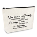 Christian Makeup Bag Serenity Prayer Gift Inspirational Gift for Women Cosmetic Bag Sobriety Addiction Recovery AA Gifts Religious Encouragement Motivational Gifts for Her Travel Toiletry Pouch