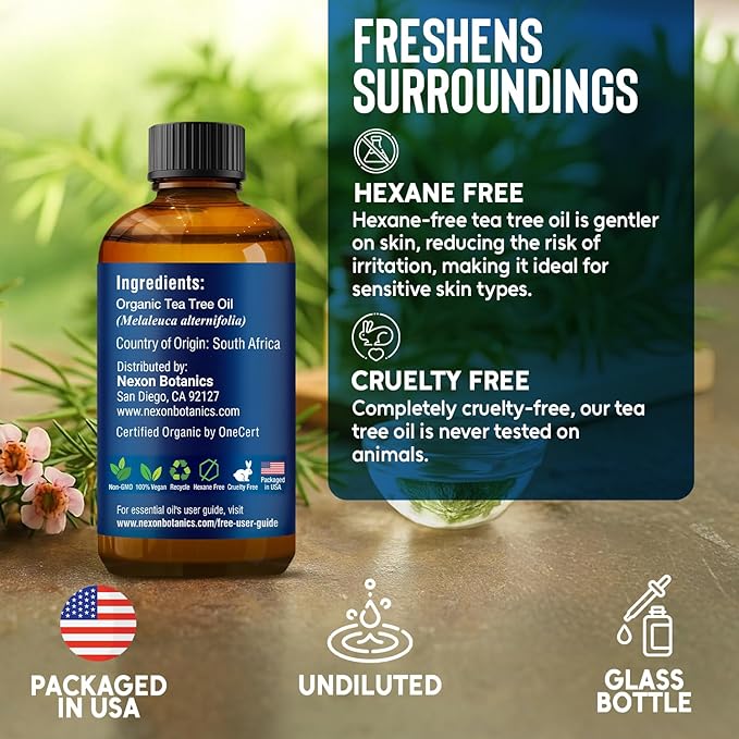 Organic Tea Tree Essential Oil 30 ml - 100% Pure & Natural - Hexane Free
