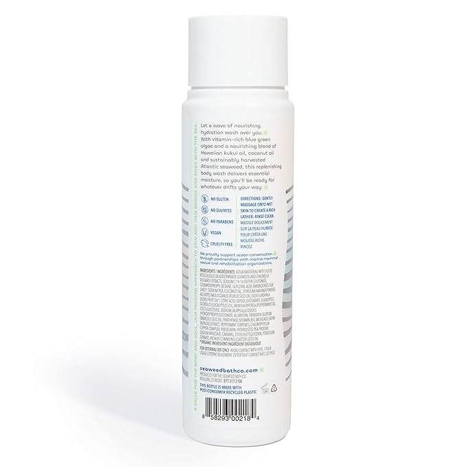 Seaweed Bath Co. Hydrate Body Wash, Eucalyptus Peppermint 12 oz (Pack of 2)