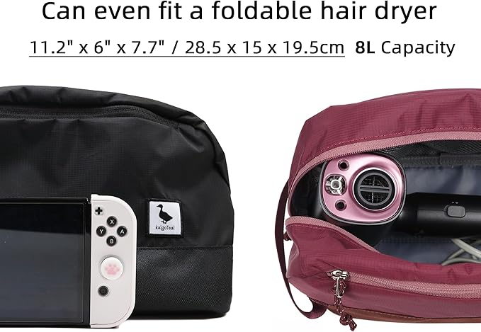 kalgoTeal Travel Toiletry Bag 8L, Large Packing Cube with Waterproof TPU Wet/Dry Compartment