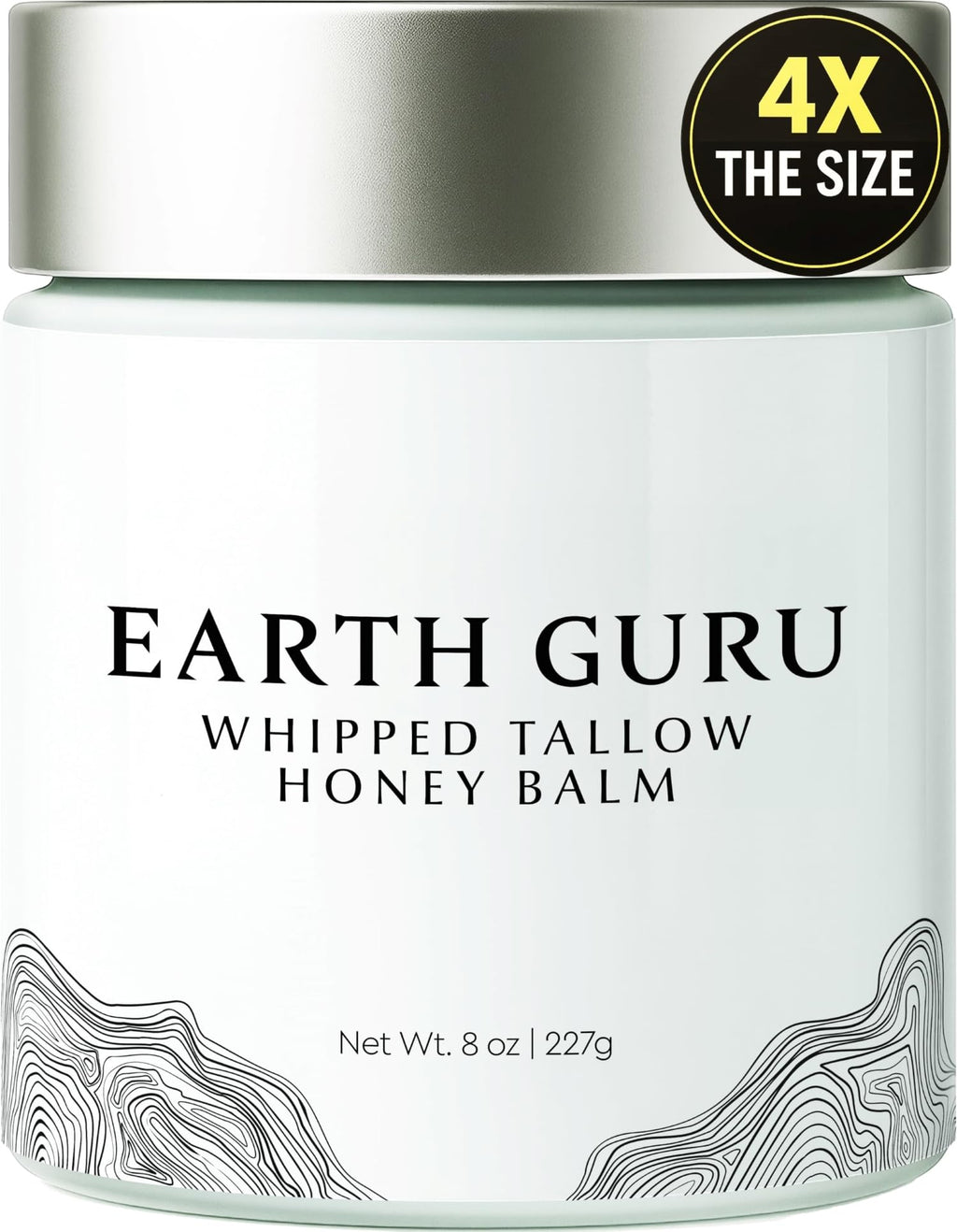 Earth Guru XL 8 OZ Whipped Beef Tallow for Skin,100% Natural Beef Tallow and Honey Balm, Face Moisturizer & Body Lotion Cream, Grass-Fed & Finished, Sebo De Res Para La Cara, Organic Olive Oil, Manuka
