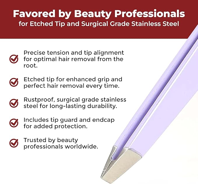 Regine Venus Lavender Slant Tweezers for Eyebrows & Facial Hair