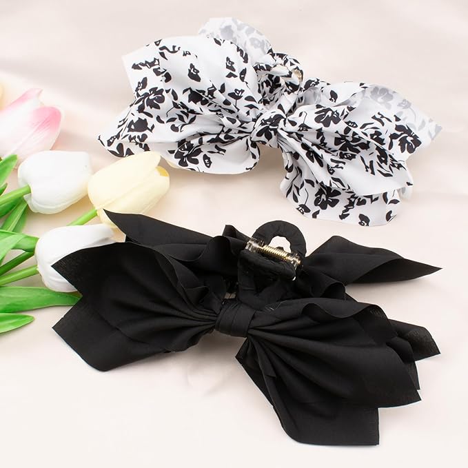 Hadutrek Bow Claw Hair Clips 2PCS Big Hair Bows for Women Butterfly Styling Large Hair Clips for Thin Thick Curly Hair for Girls Hair Accessories for Teens Gifts for Valentine's Day
