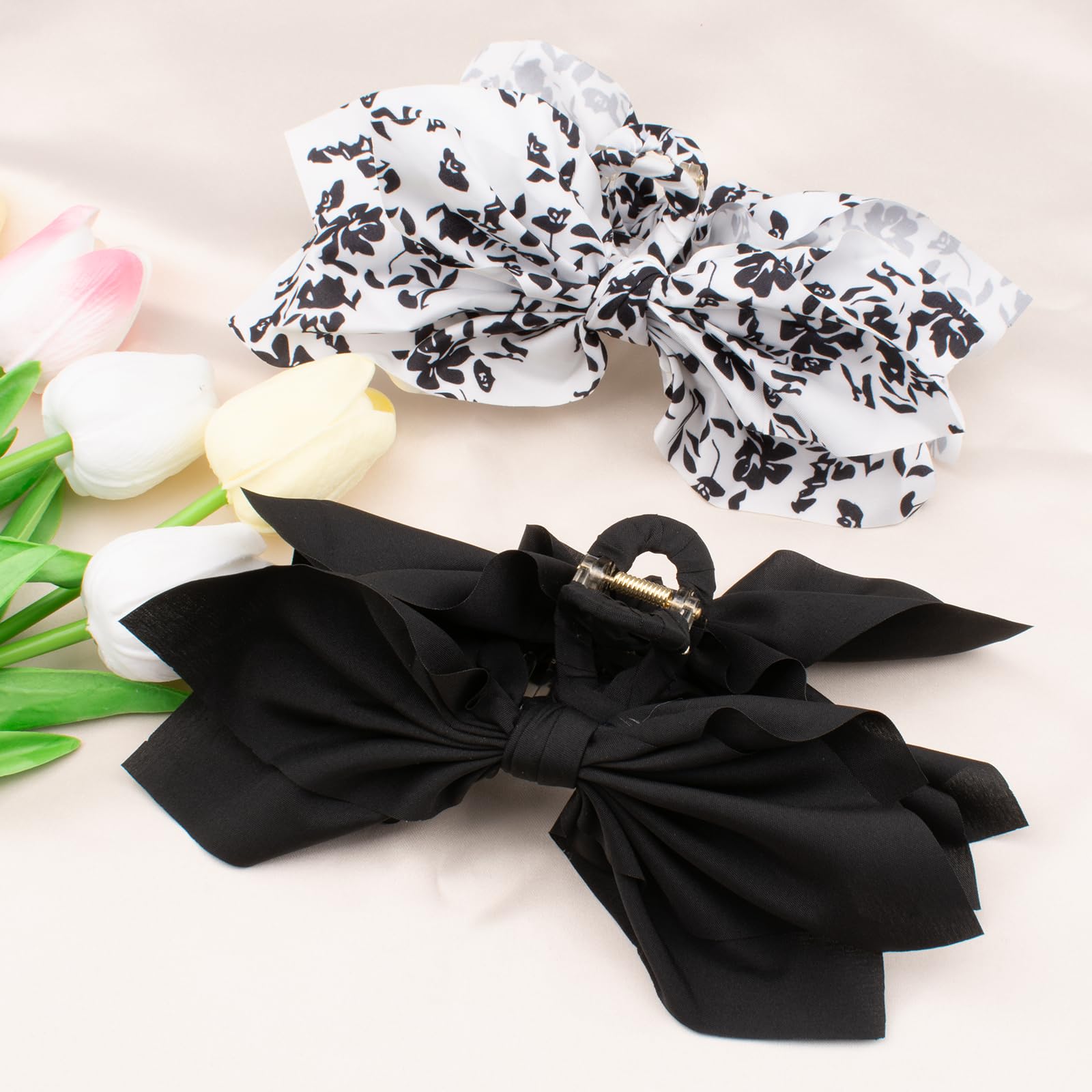 Hadutrek Bow Claw Hair Clips 2PCS Big Hair Bows for Women Butterfly Styling Large Hair Clips for Thin Thick Curly Hair for Girls Hair Accessories for Teens Gifts for Valentine's Day