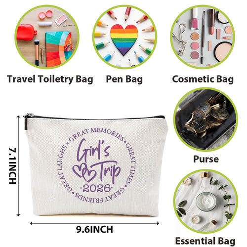 4 Pcs Girls Trip Gifts Favors, Girls Weekend Gifts Makeup Bag, Bestie Gifts Weekend Bag Vacation Cosmetic Bag, Friendship Gifts for Women Best Friend, Graduation Wedding Gifts Toiletry Bag