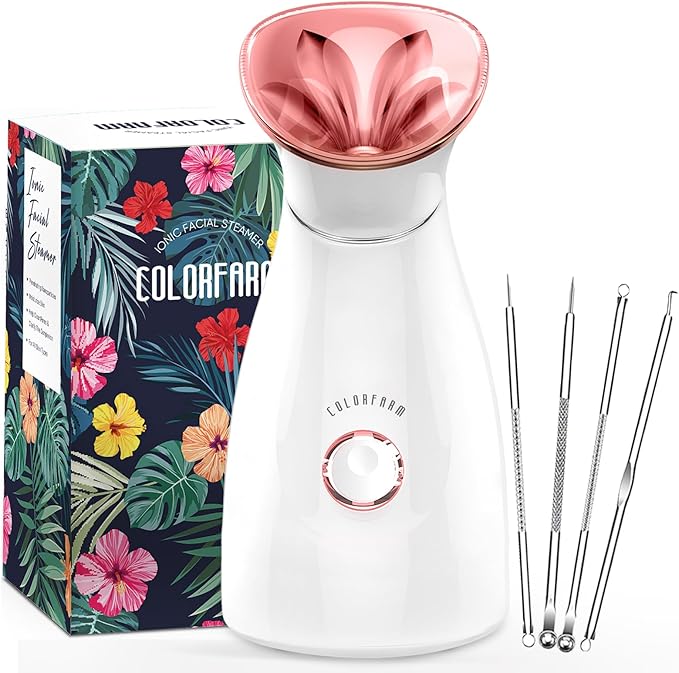 Colorfarm Facial Steamer with Nano Ionic Steam for Deep Cleaning Home Spa