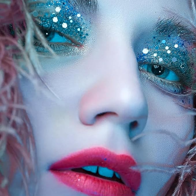 DAGEDA Lake Blue Body Glitter Gel, Sparkly Hair Face Glitter Makeup