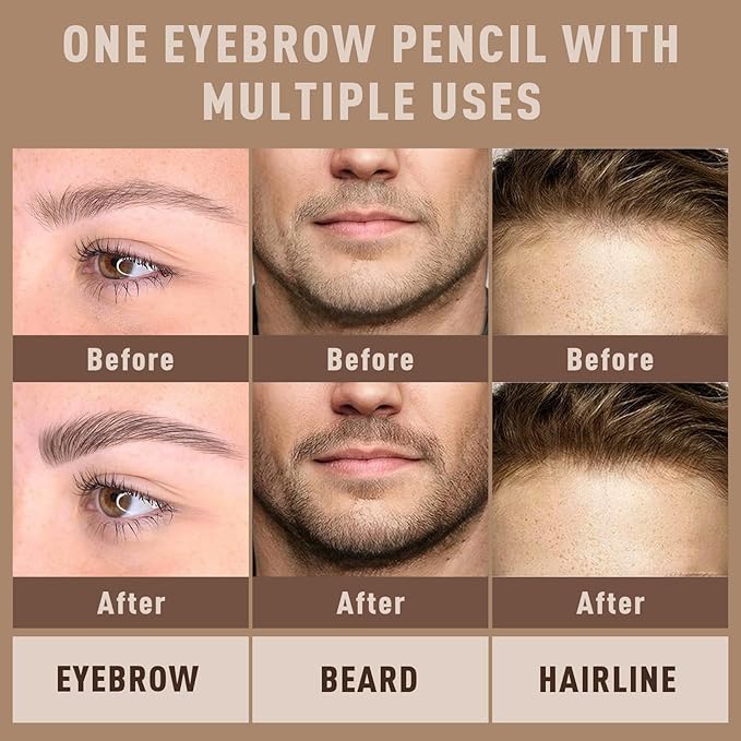 UCANBEMAKEUP Microblading Brow-Fection Brow Eyebrow Pencil – Angled Brush Tip, Wild Natural Hair-Like Strokes, Patented Design, Long-Lasting & Smudge-Proof, for Beginners & Pros(02 Dark Brown）
