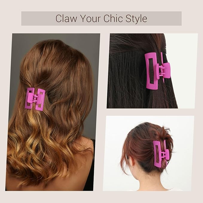 Shinowa 3 Pack Hair Claw Clips, Square Claw Hair Clips for Women Girls
