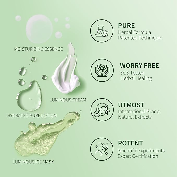 Jovclé Travel Skin Care Set, Hydrating Essence, Moisturizing Cream & Ice Mask Trio, Herbal Skincare Kit for All Skin Types, Compact and TSA-Friendly, 0.15 fl. oz