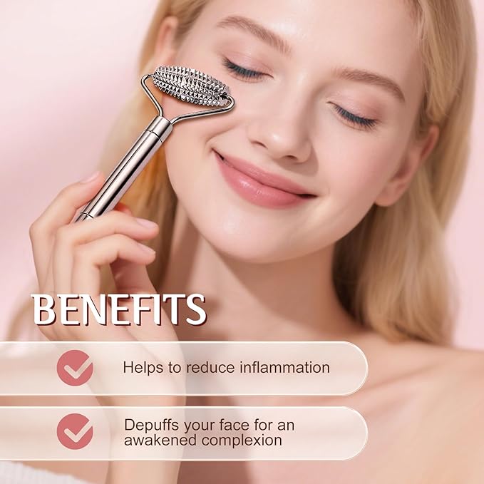 erdnretl Gua Sha Facial Tools and Face Roller Set, Stainless Steel Facial Sculpting Eyes Roller Guasha for Face, Chin & Jawline Sculpting,Skin Care (Silver)