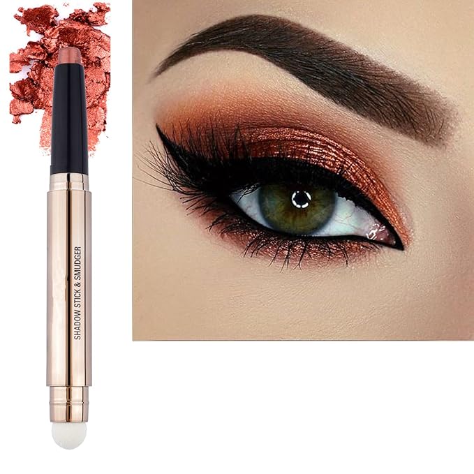 LGSZGDCN Eyeshadow stick and Sponge Makeup Brush,glitter primer palette Smooth Cream Shimmer Pencil Long Lasting Waterproof Highlighter Hypoallergenic Multi-Dimensional eyes Look