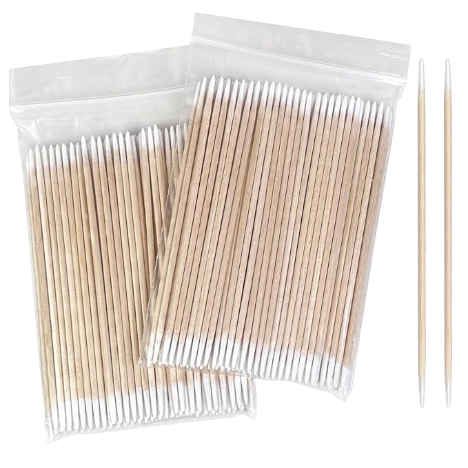 Egaageoi 200 Count 4 Inch Double-Sided Pointed Cotton Swabs for Nail