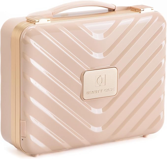 ZhenGuiRu Makeup Case with LED Lighted Mirror, 11.5''x 8.7'' Portable Travel Makeup Organizer, Toiletry Storage Makeup Bag Gift for Lady, DIY Dividers Makeup Box with 5X Magnifying Mirror (Pink)
