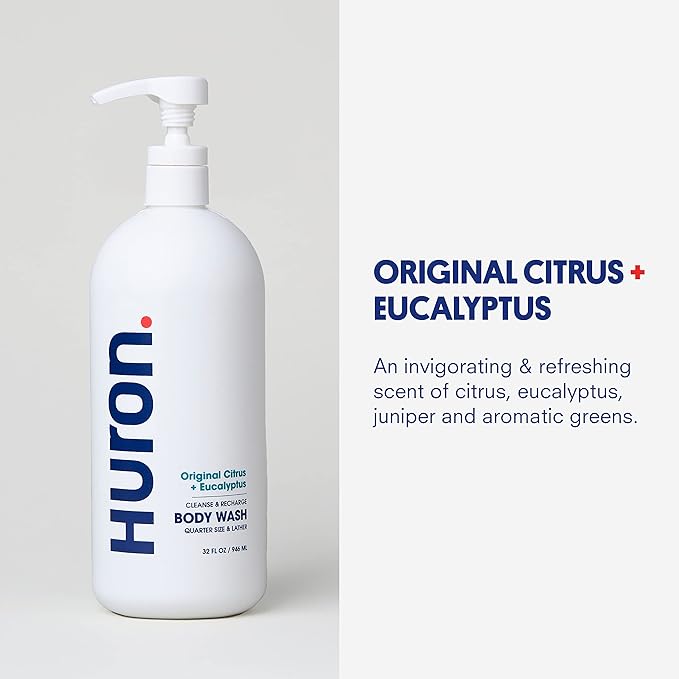 Huron Body Wash: Citrus + Eucalyptus Scent, Non-Toxic & Hydrating; 30.3oz