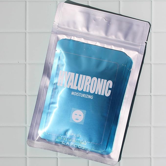 LAPCOS Derma Hyaluronic Acid Mask - Moisturizing & Hydrating (Pack of 5)