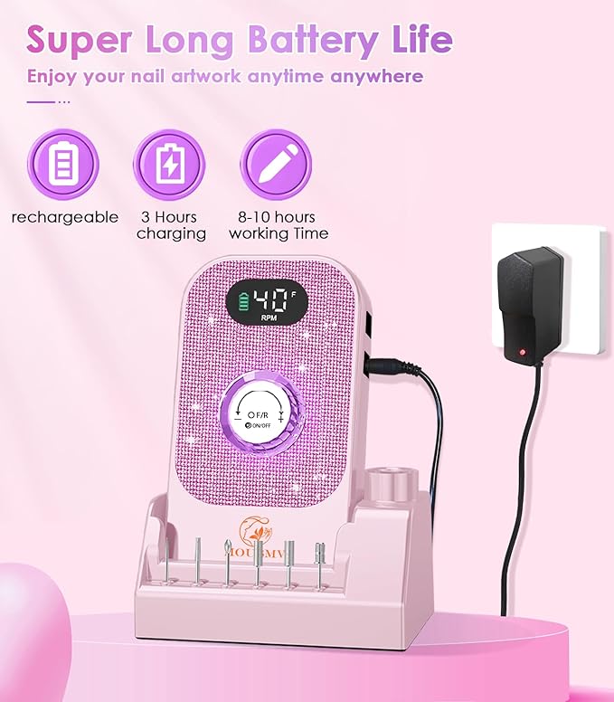 Portable Nail Drill Electric File: Professional File Machine 40000RPM