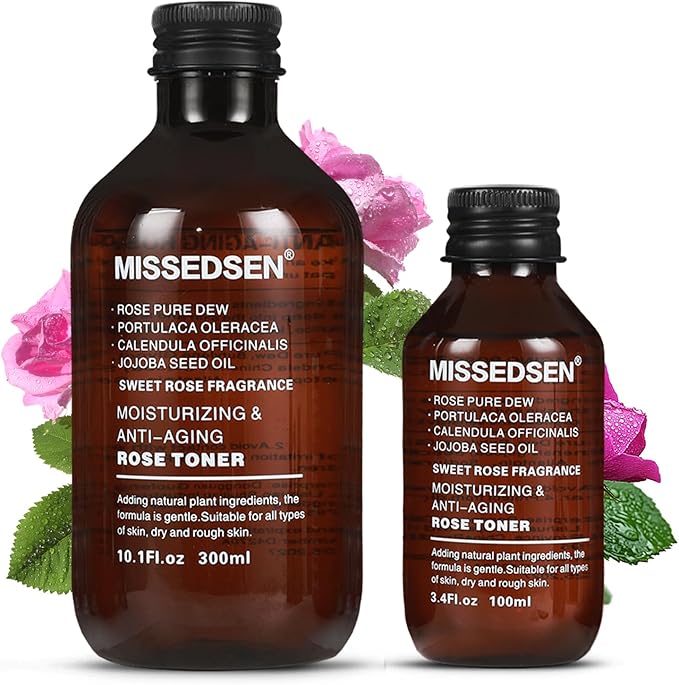 MISSEDSEN Rose Water Face Toner, 10.1Fl oz & Travel Size 3.4Fl oz