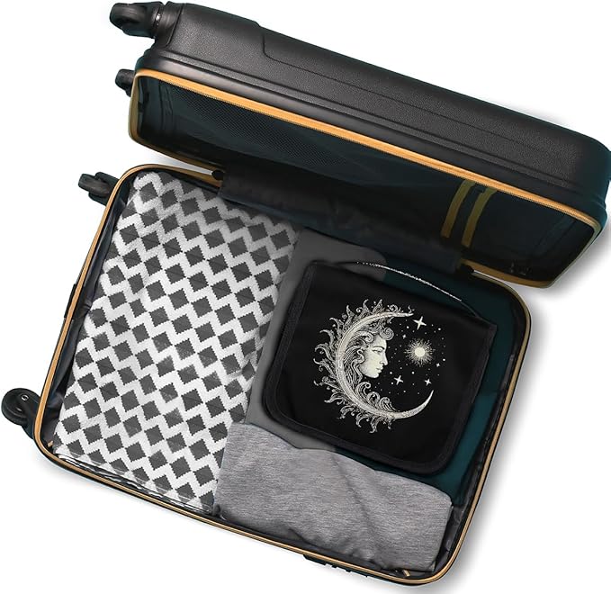 YoYoYuchong Travel Toiletry Bag for Women & Men Ethnic Moon Sun Hanging Cosmetic Organizer Portable Waterproof Makeup Case Make Up Bag with Compartments Travel Essentials for Bathroom Shower