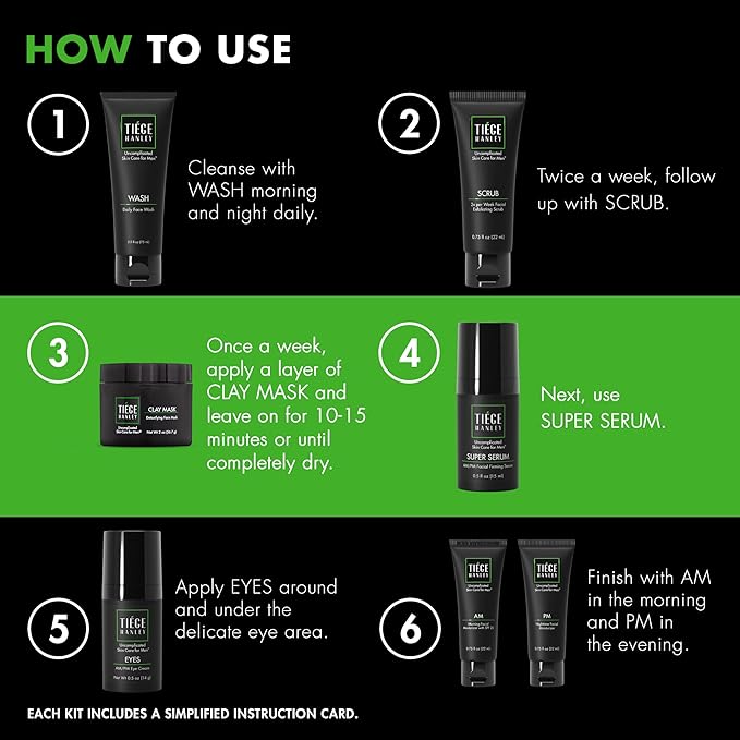 Tiege Hanley Revitalization Men's Skin Care Set, 30-Day, 7 Piece Kit