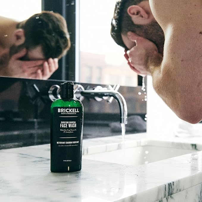 Brickell Men's Daily Essential Face Care Routine II, Purifying Charcoal Face Wash and Daily Essential Face Moisturizer, With Activated Charcoal, Hyaluronic Acid, and Aloe, Unscented, Skincare Gift Set