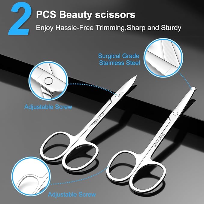 Ptiysta Safety Tip Grooming Scissors, Curved & Rounded, 2 Pack