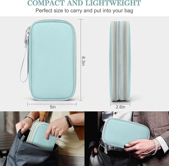 FYY Electronic Organizer, Travel Tech Pouch Bag, Medium, Mint Green