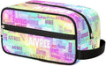 KFNHN Customized Travel Makeup Toiletry Bag, Rainbow Colorful Shiny Stars