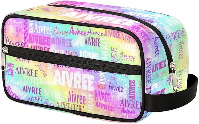 KFNHN Customized Travel Makeup Toiletry Bag, Rainbow Colorful Shiny Stars