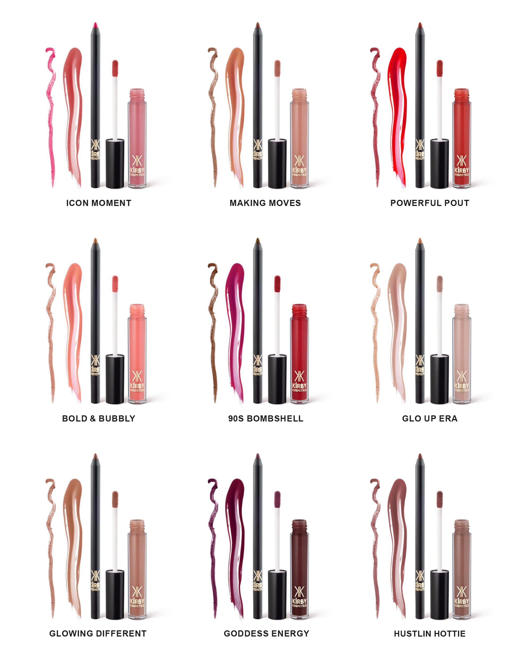 Kirby Kosmetics Lip Kit Duo – Icon Moment- TikTok-Viral Precision Liner & Glossy Liquid Lipstick, Clean 2-Step Set with Hydrating Long-Wear Color – Bold Inclusive Beauty for Everyday Konfidence