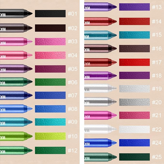 Meilury 3 Colorful Eyeliner Pen Set, Eye Shadow Pencil, Pearl Eyeliner Kit Metallic Glitter Colored Eye liner for Women Eye&Lip Liner Professional Waterproof Eye Makeup (3PCS B)