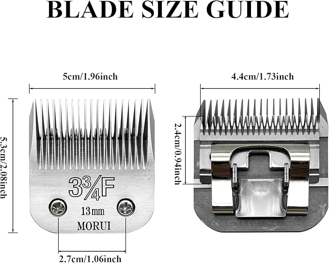 morui 3-3/4F Cut Length 1/2"(13mm) Detachable Pet Dog Clipper Blades UltraEdge Series Clipper Blades for Dog Grooming Compatible with Most Andis,Oster A5 Wahl KM Series Clippers