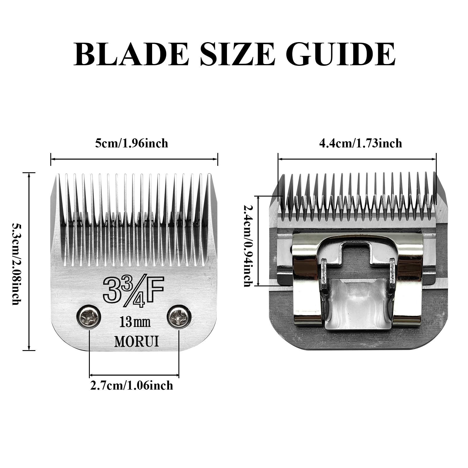 morui 3-3/4F Cut Length 1/2"(13mm) Detachable Pet Dog Clipper Blades UltraEdge Series Clipper Blades for Dog Grooming Compatible with Most Andis,Oster A5 Wahl KM Series Clippers