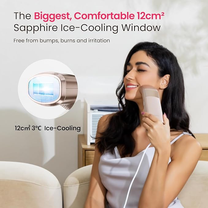 IPL Laser Hair Removal for Women and Men, 25J Triple-Pulse Permanent Hair Removal Device for Ingrown Hair, 37°F Painless Sapphire Ice Cooling Hair Removal for Legs, Armpits, Face, Bikini, Underarms